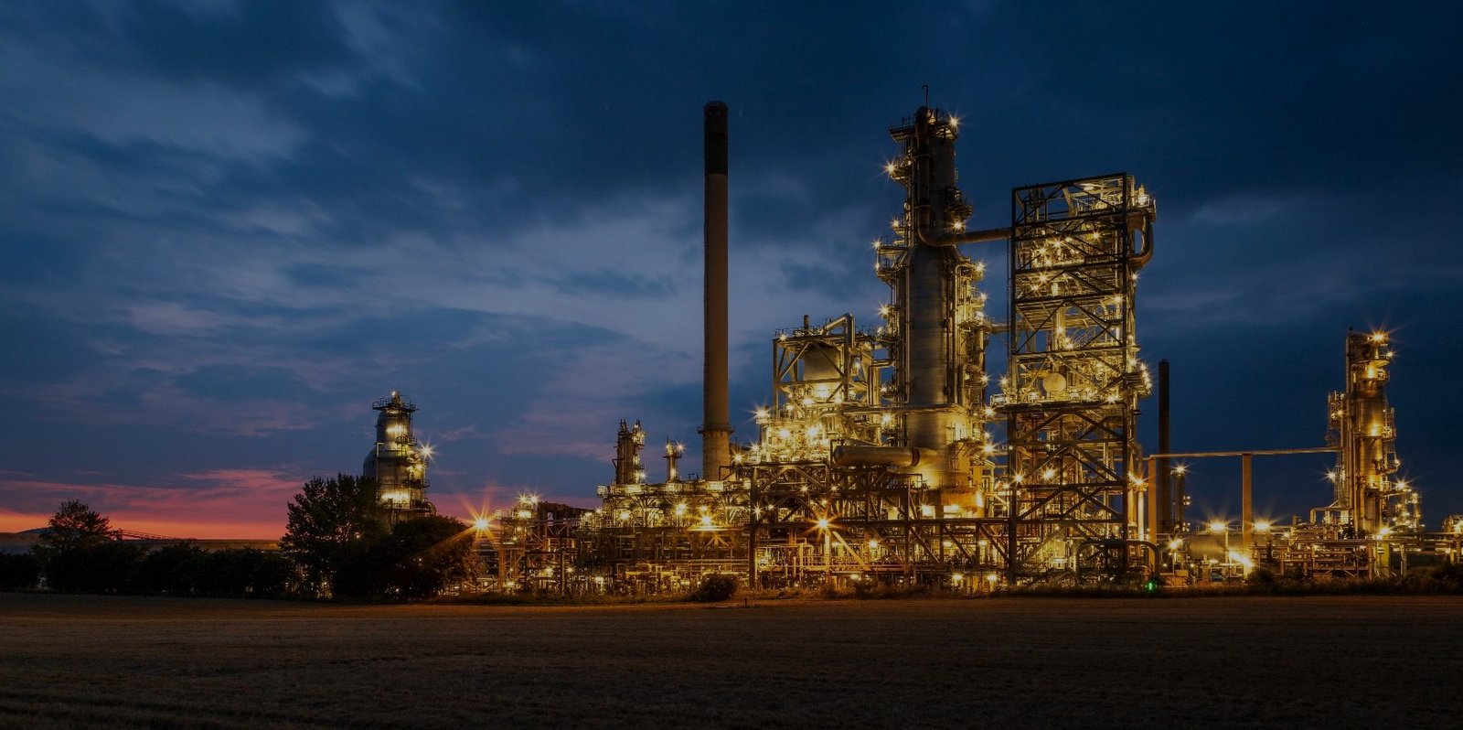 Industrial refinery at dusk